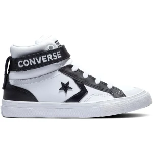 converse pro blaze outline logo white black leather